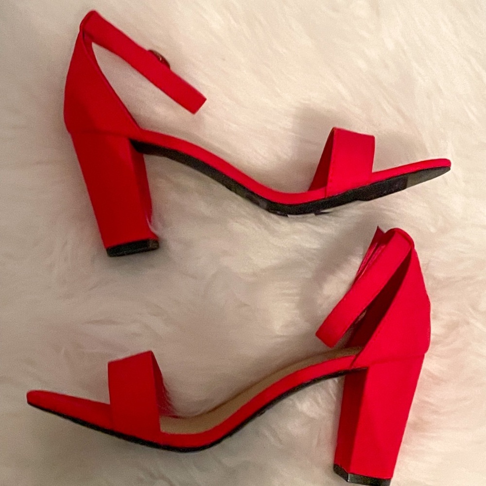 Red heeled sandals NWT